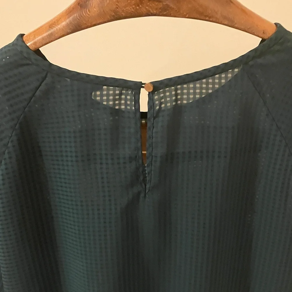 A New Day Elegant Dark Green Blouse with Ruffles